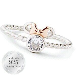 Size 7 925 Minnie Mouse Braided Ring Rose Gold Bow
